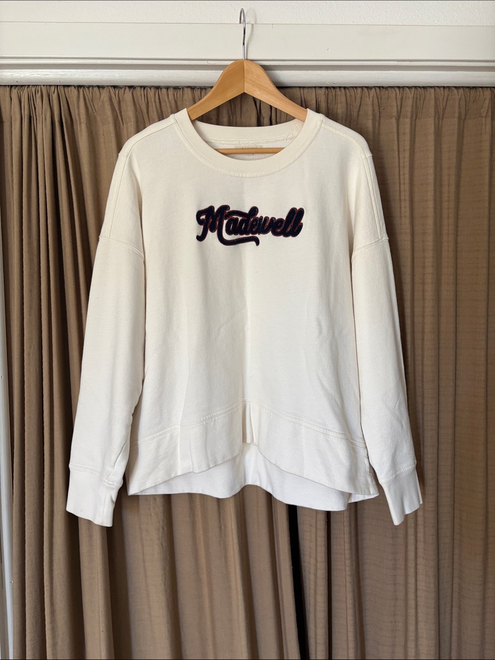 Madewell Off-White Embroidered Logo Crewneck Sweatshirt